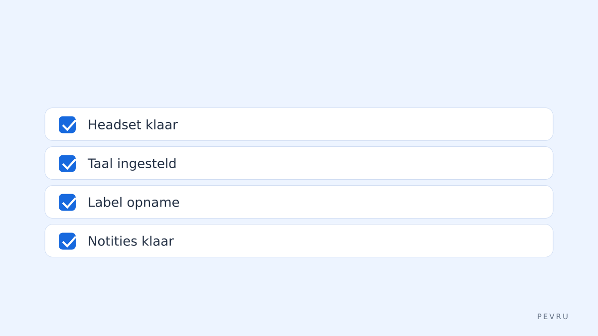 Checklist opname voorbereiding