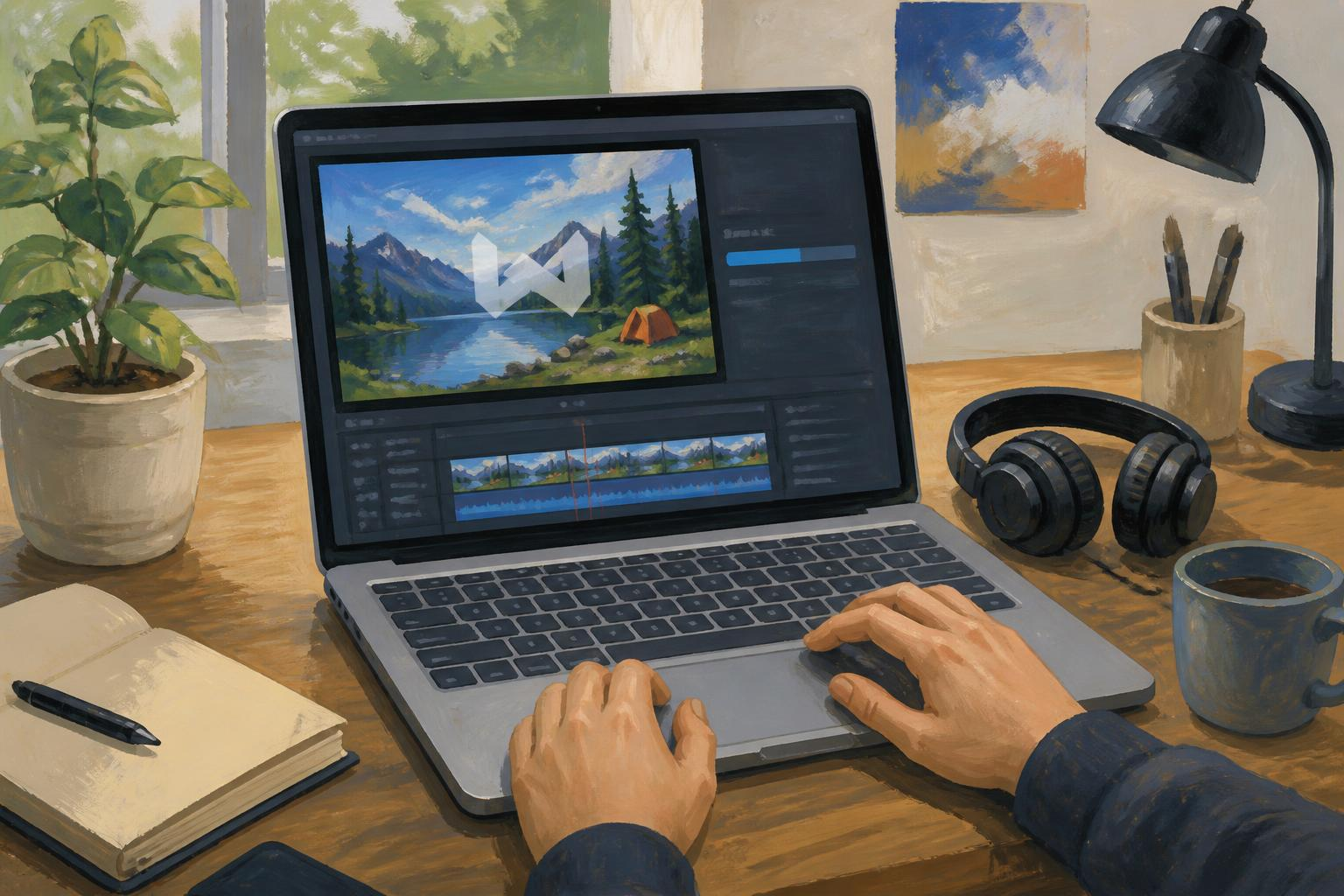 Menguji ekspor video 1080p pada laptop menengah