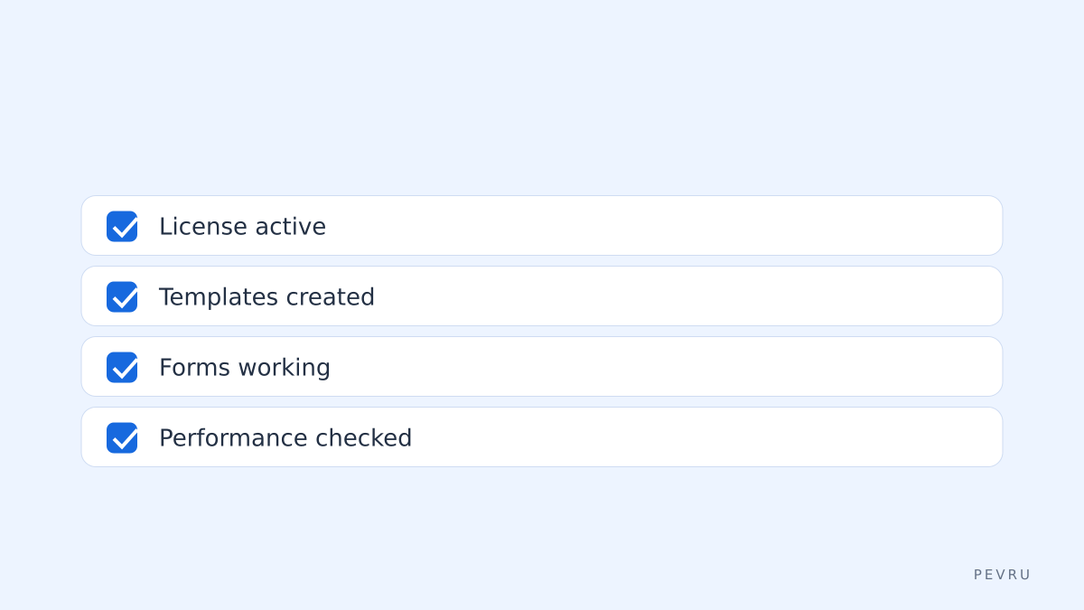 Checklist for launch