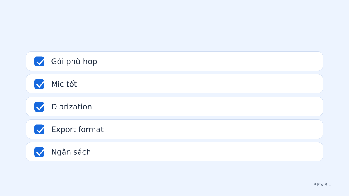 Checklist cho quyết định