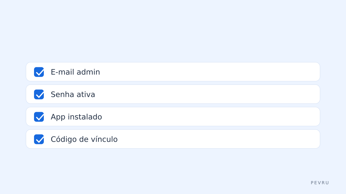 Checklist de login e vínculo