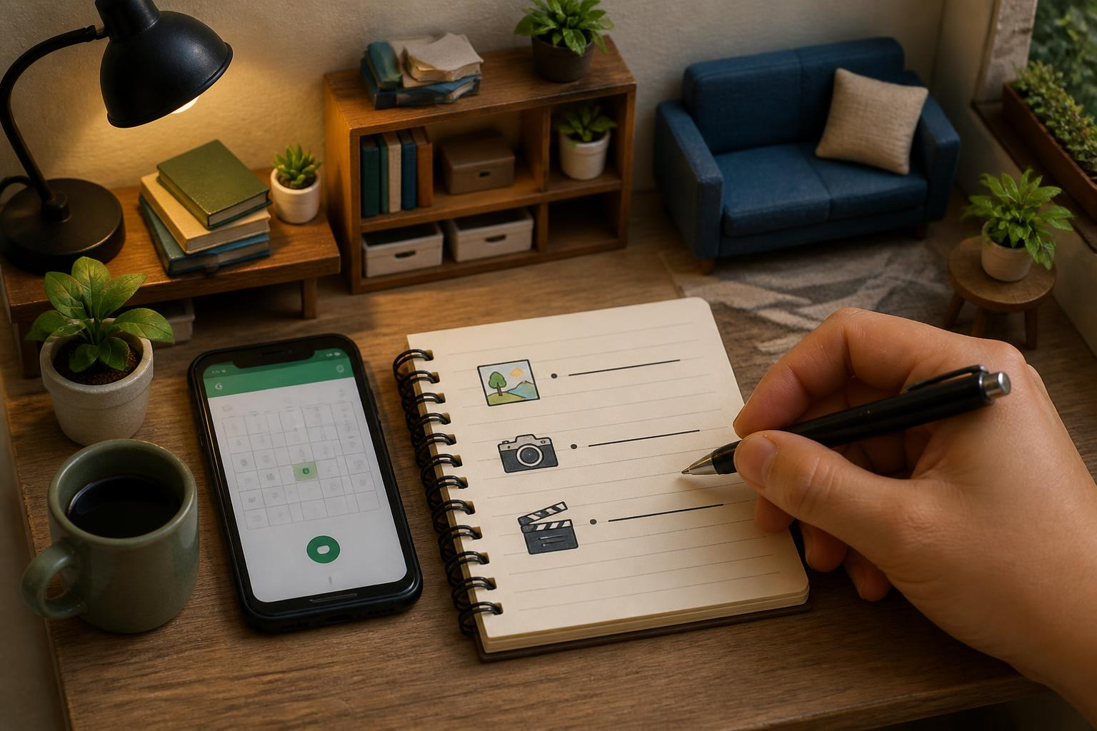 Notebook aberto com lista de 3 cursos e um celular mostrando a data de cancelamento
